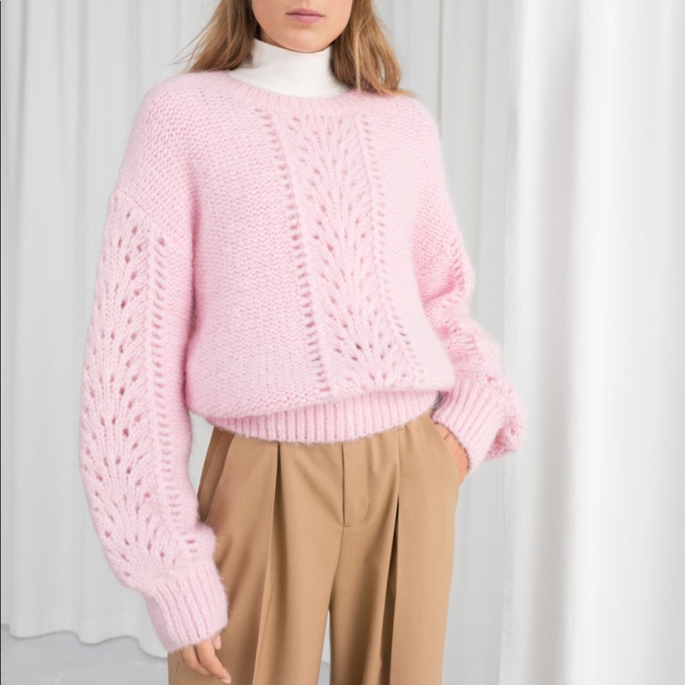 & Other Stories Eyelet Knit Sweater Pink